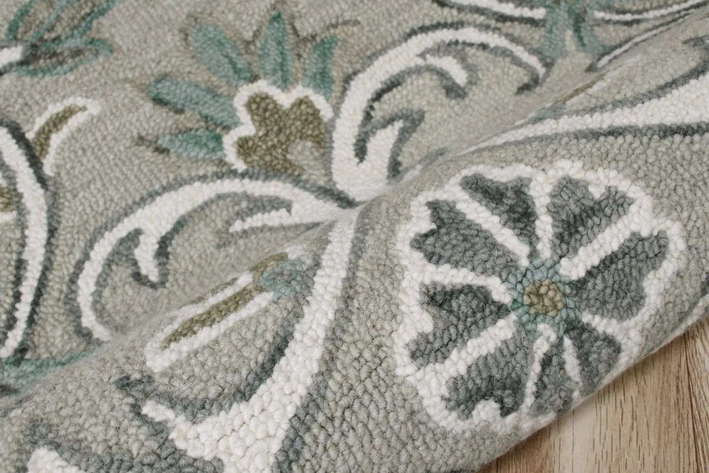 6' Round Gray and White Filigree Area Rug - Homeroots - Flyclothing LLC