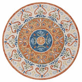 4' Round Orange Traditional Medallion Area Rug - Homeroots - Flyclothing LLC