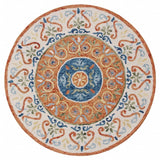 4' Round Orange Traditional Medallion Area Rug - Homeroots