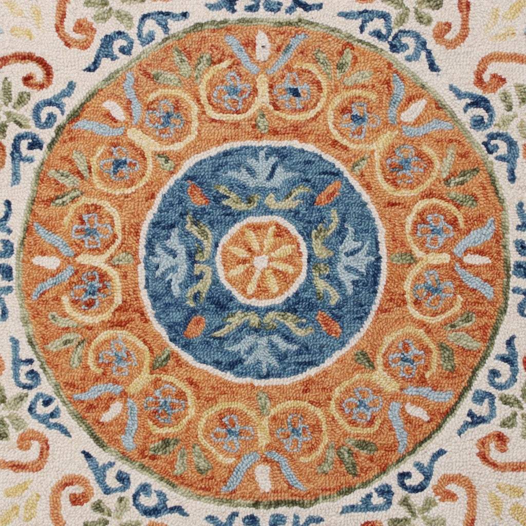 4' Round Orange Traditional Medallion Area Rug - Homeroots - Flyclothing LLC
