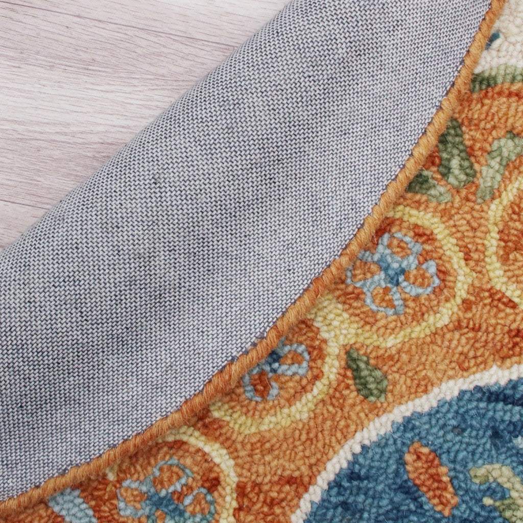 4' Round Orange Traditional Medallion Area Rug - Homeroots - Flyclothing LLC