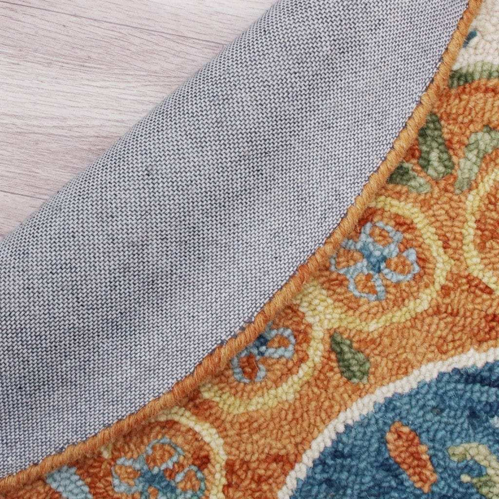 6' Round Orange Traditional Medallion Area Rug - Homeroots - Flyclothing LLC