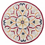 4' Round Red and Ivory Floral Filigree Area Rug - Homeroots