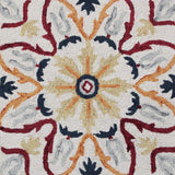 4' Round Red and Ivory Floral Filigree Area Rug - Homeroots - Flyclothing LLC
