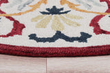 4' Round Red and Ivory Floral Filigree Area Rug - Homeroots - Flyclothing LLC