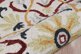 4' Round Red and Ivory Floral Filigree Area Rug - Homeroots - Flyclothing LLC