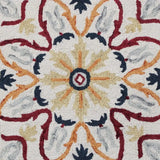 6' Red And Ivory Round Wool Hand Tufted Area Rug - Homeroots