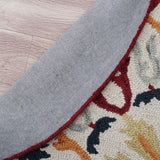 6' Red And Ivory Round Wool Hand Tufted Area Rug - Homeroots