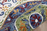 4' Round Blue and White Ornate Medallion Area Rug - Homeroots - Flyclothing LLC