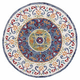6' Blue And White Round Wool Hand Tufted Area Rug - Homeroots - Flyclothing LLC