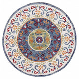 6' Blue And White Round Wool Hand Tufted Area Rug - Homeroots