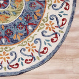6' Blue And White Round Wool Hand Tufted Area Rug - Homeroots - Flyclothing LLC