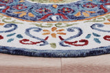 6' Blue And White Round Wool Hand Tufted Area Rug - Homeroots - Flyclothing LLC