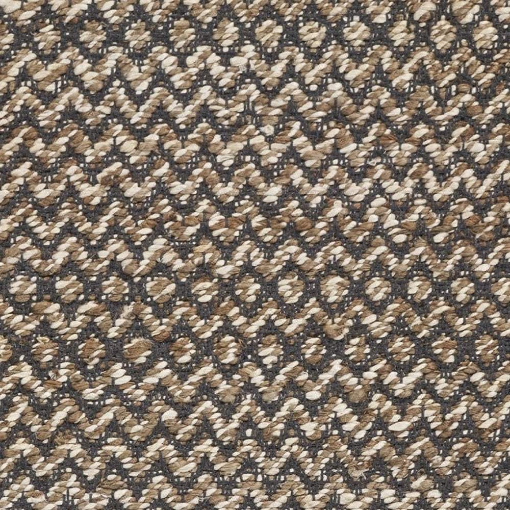 6' Natural and Gray Chevron Hand Woven Jute Runner Rug - Homeroots - Flyclothing LLC