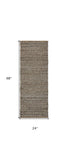 6' Natural and Gray Chevron Hand Woven Jute Runner Rug - Homeroots - Flyclothing LLC