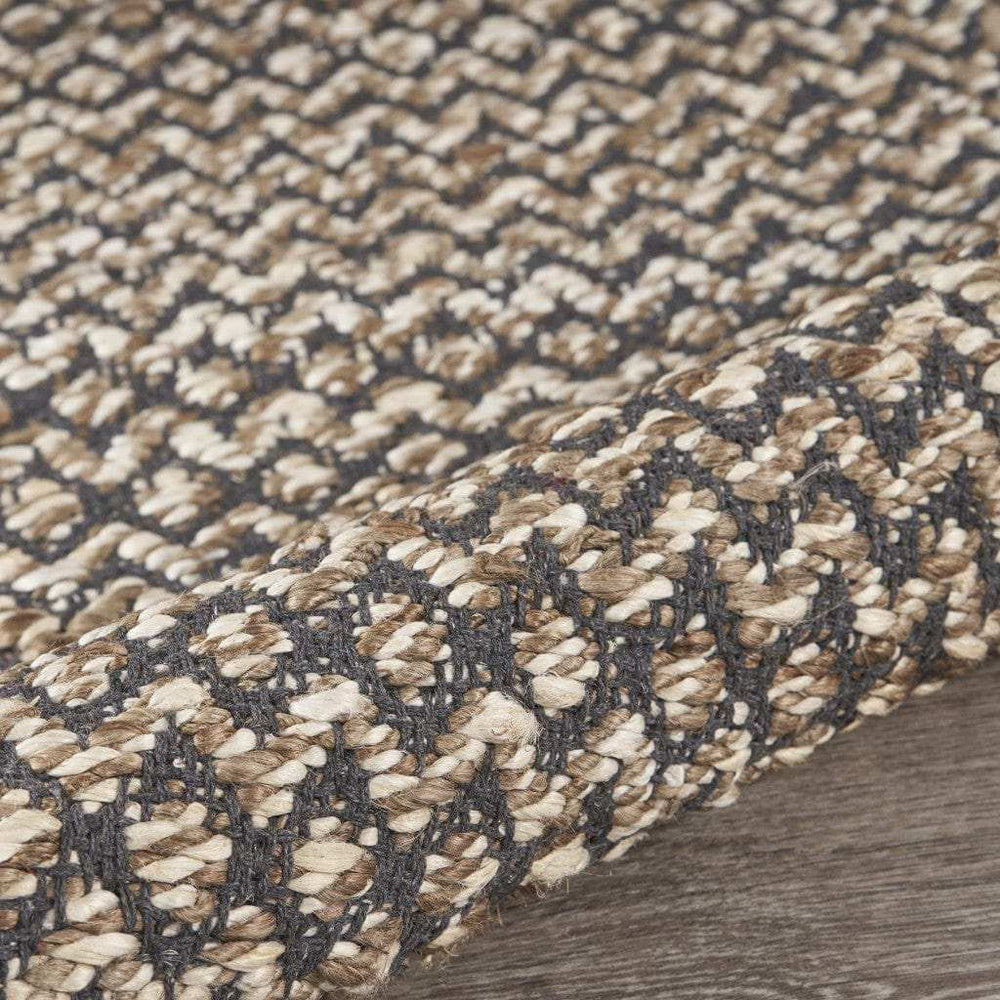 6' Natural and Gray Chevron Hand Woven Jute Runner Rug - Homeroots - Flyclothing LLC