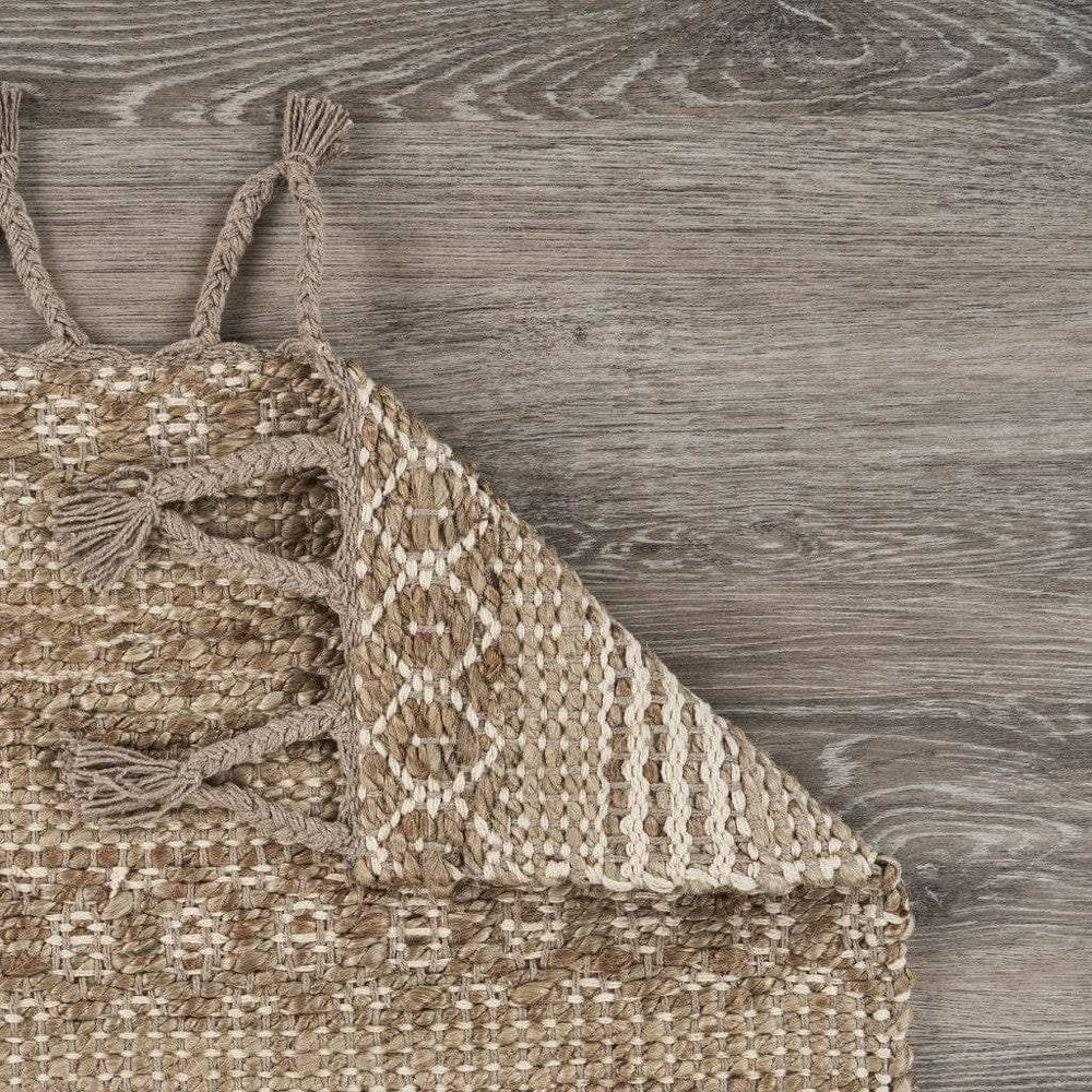 3' x 4' Tan Bohemian Tasseled Area Rug - Homeroots - Flyclothing LLC