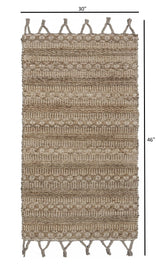 3' x 4' Tan Bohemian Tasseled Area Rug - Homeroots - Flyclothing LLC