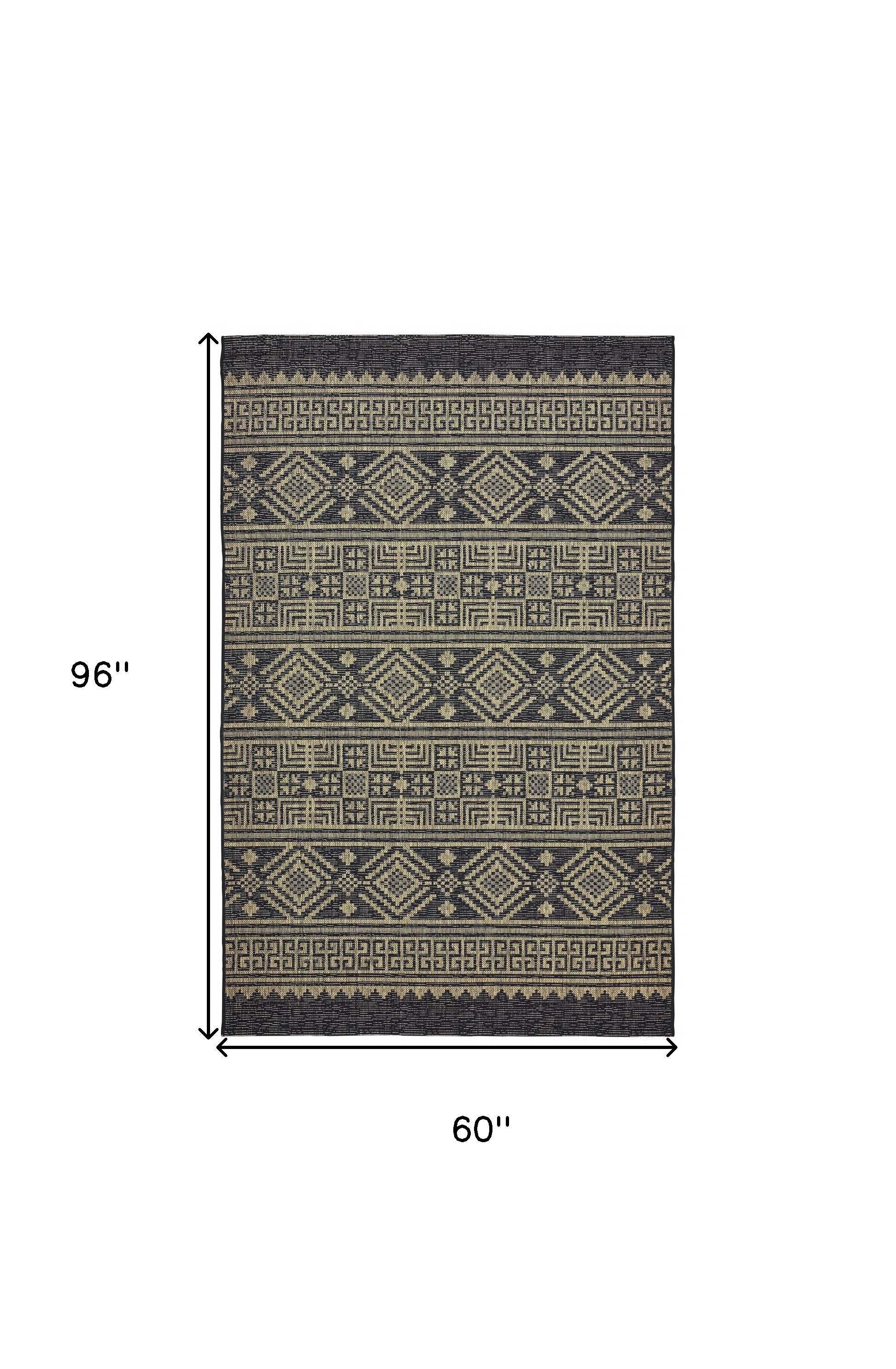 5' X 8' Brown And Black Indoor Outdoor Area Rug - Homeroots - Flyclothing LLC