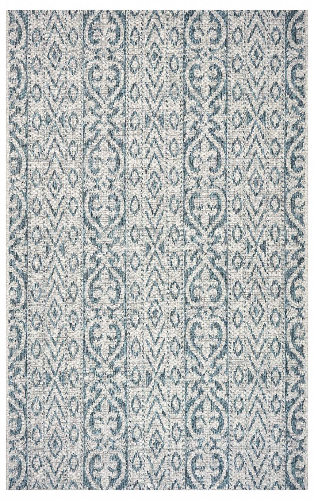 5' X 8' Blue And White Indoor Outdoor Area Rug - Homeroots - Flyclothing LLC