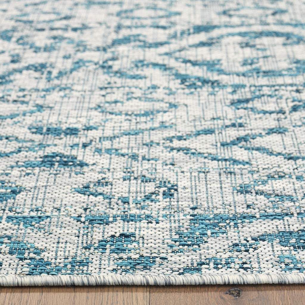5' X 8' Blue And White Indoor Outdoor Area Rug - Homeroots - Flyclothing LLC