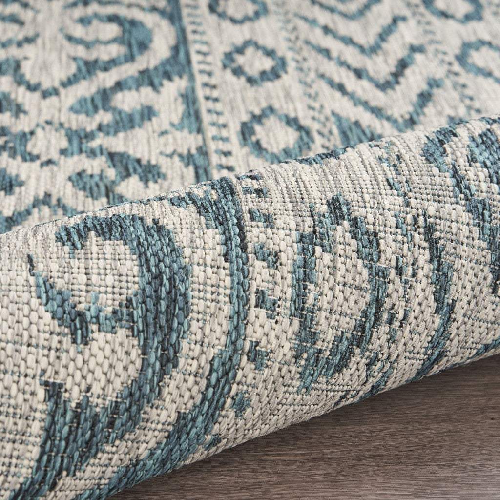 5' X 8' Blue And White Indoor Outdoor Area Rug - Homeroots - Flyclothing LLC