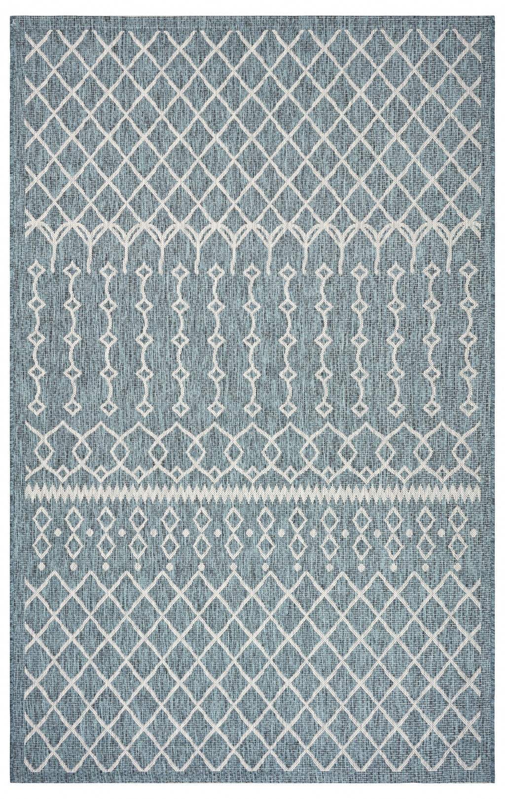 5' X 8' Blue And Gray Indoor Outdoor Area Rug - Homeroots - Flyclothing LLC