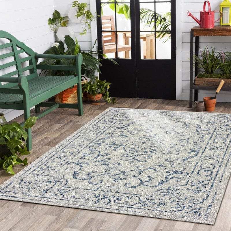 8' X 10' Blue And Gray Indoor Outdoor Area Rug - Homeroots - Flyclothing LLC