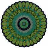 8’ Round Green Peacock Feather Area Rug - Homeroots - Flyclothing LLC