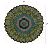 8’ Round Green Peacock Feather Area Rug - Homeroots - Flyclothing LLC
