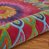 5' Round Pink Floral Edged Area Rug - Homeroots - Flyclothing LLC