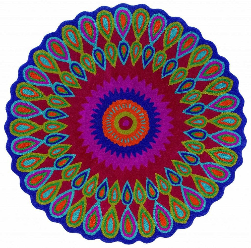 8' Pink Round Wool Hand Tufted Area Rug - Homeroots - Flyclothing LLC