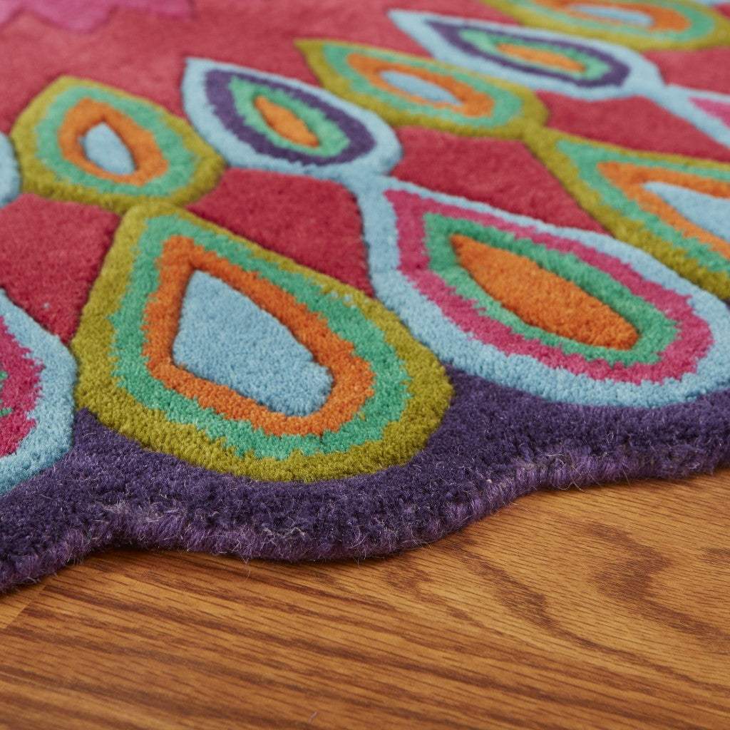 8' Pink Round Wool Hand Tufted Area Rug - Homeroots - Flyclothing LLC