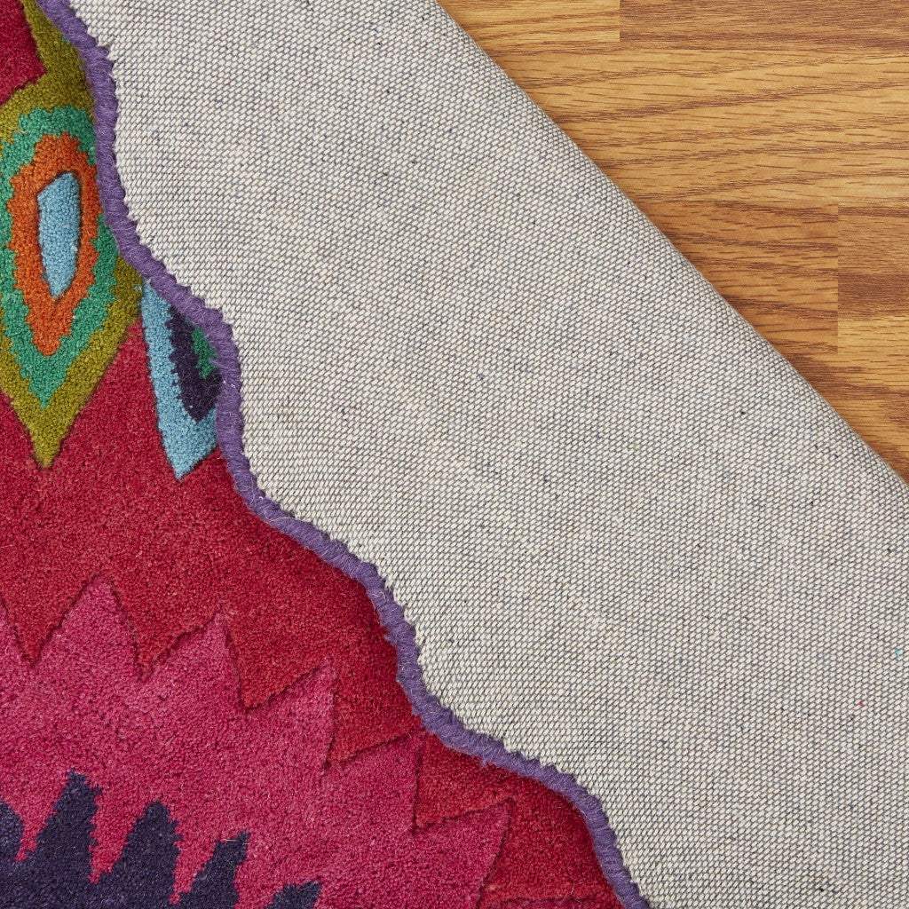 8' Pink Round Wool Hand Tufted Area Rug - Homeroots - Flyclothing LLC