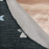 5' Charcoal Round Wool Hand Hooked Handmade Area Rug - Homeroots - Flyclothing LLC