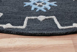 5' Charcoal Round Wool Hand Hooked Handmade Area Rug - Homeroots - Flyclothing LLC