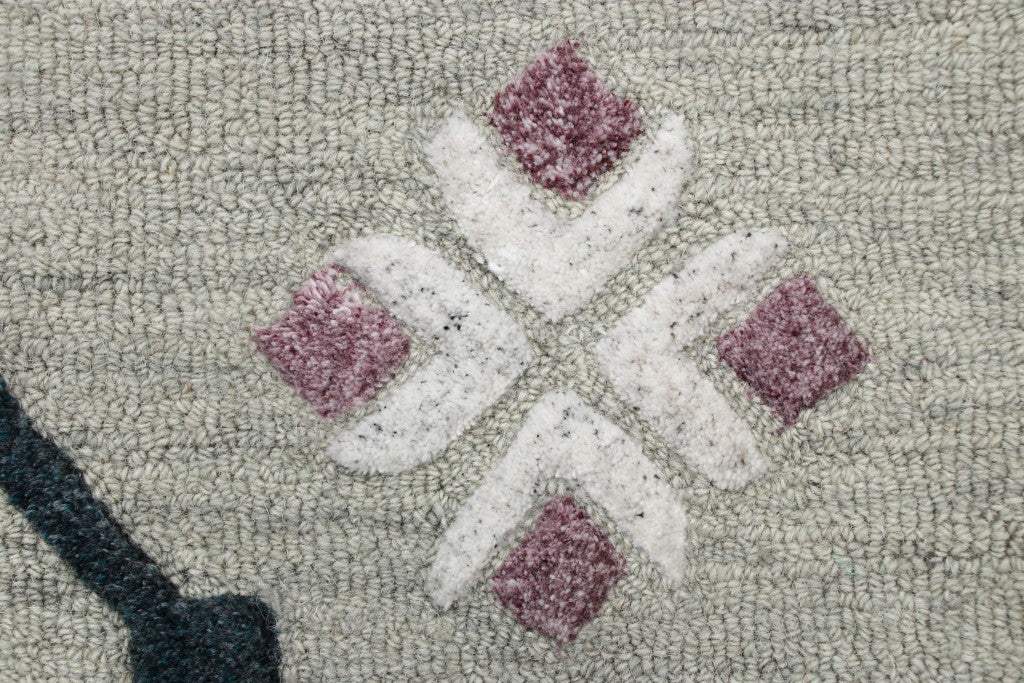 7' Gray Round Wool Hand Hooked Handmade Area Rug - Homeroots - Flyclothing LLC