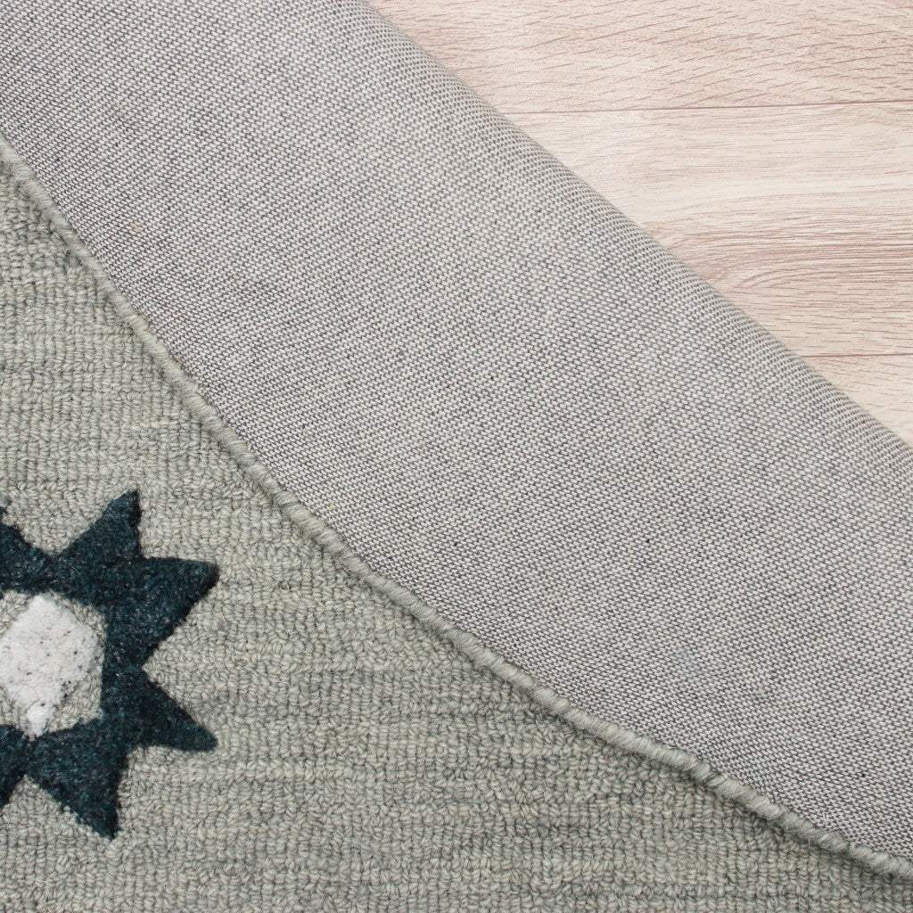 7' Gray Round Wool Hand Hooked Handmade Area Rug - Homeroots - Flyclothing LLC