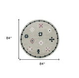 7' Gray Round Wool Hand Hooked Handmade Area Rug - Homeroots - Flyclothing LLC