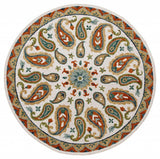 7' Round Orange and White Paisley Area Rug - Homeroots - Flyclothing LLC
