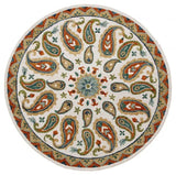 7' Round Orange and White Paisley Area Rug - Homeroots - Flyclothing LLC