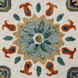 7' Round Orange and White Paisley Area Rug - Homeroots - Flyclothing LLC
