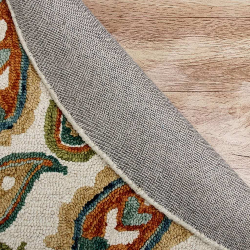 7' Round Orange and White Paisley Area Rug - Homeroots - Flyclothing LLC