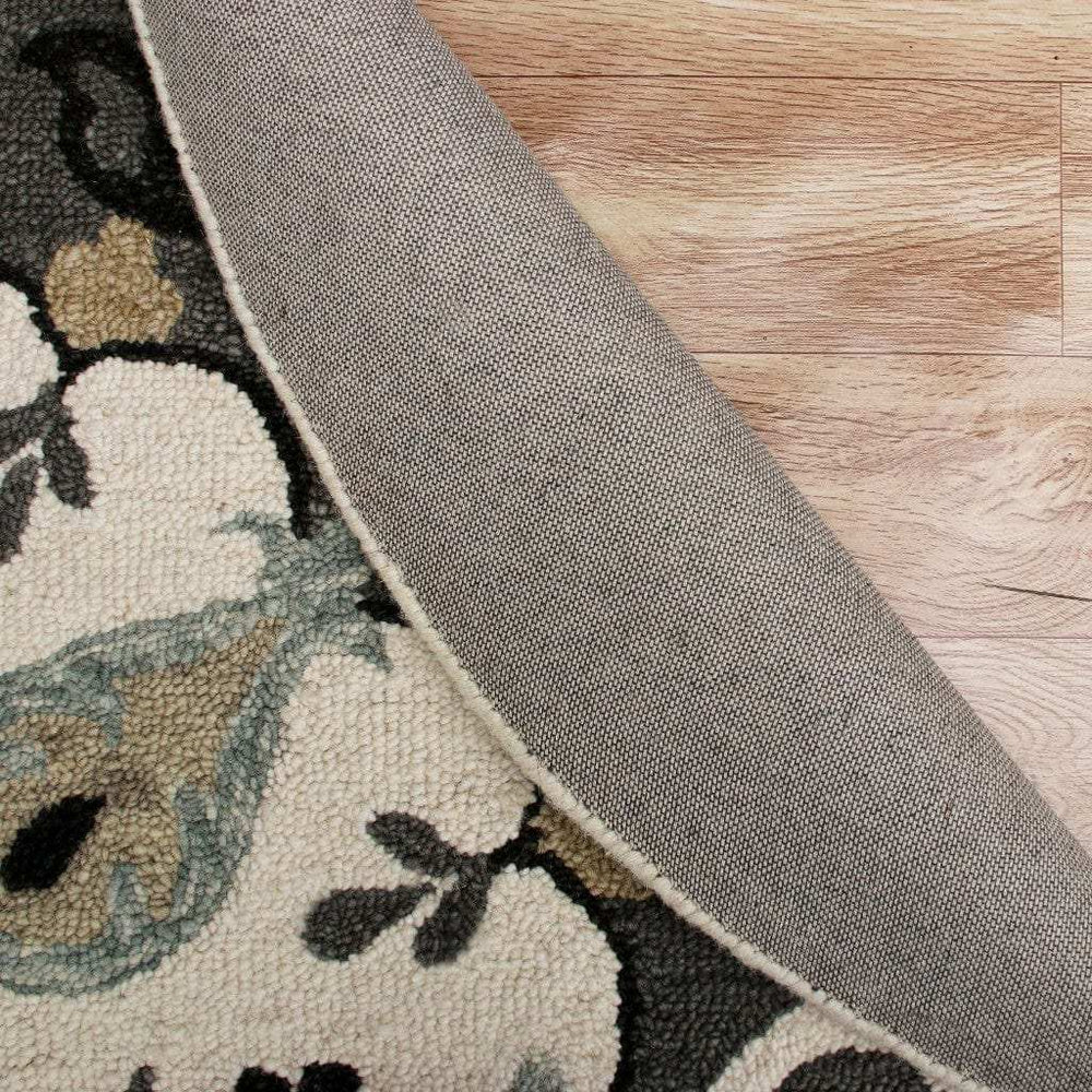 5' Gray Round Wool Hand Hooked Handmade Area Rug - Homeroots - Flyclothing LLC