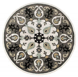 7' Gray Round Wool Hand Hooked Handmade Area Rug - Homeroots - Flyclothing LLC