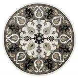 7' Gray Round Wool Hand Hooked Handmade Area Rug - Homeroots