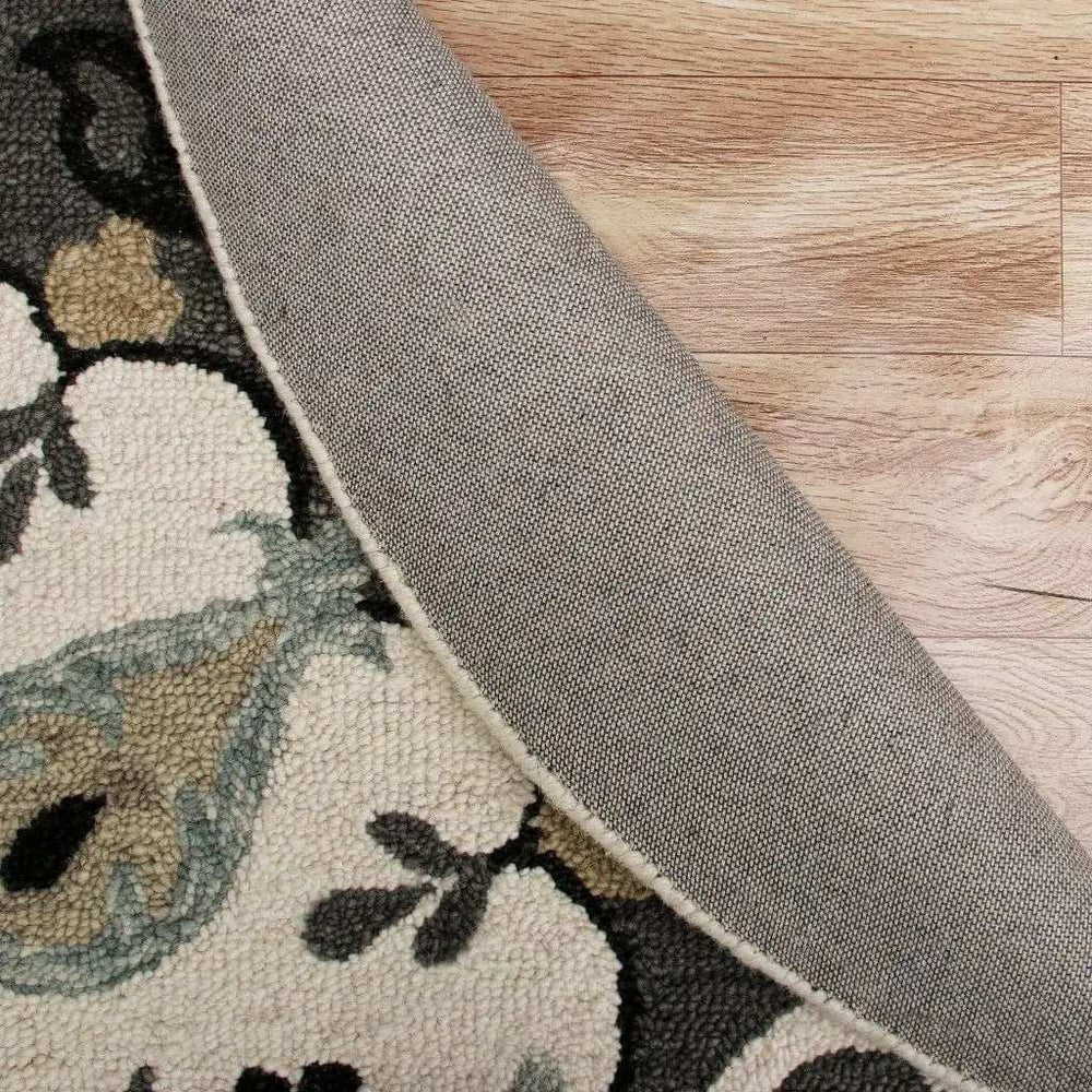 7' Gray Round Wool Hand Hooked Handmade Area Rug - Homeroots - Flyclothing LLC