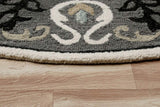7' Gray Round Wool Hand Hooked Handmade Area Rug - Homeroots - Flyclothing LLC