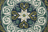 5' Round Blue and Green Ornate Medallion Area Rug - Homeroots