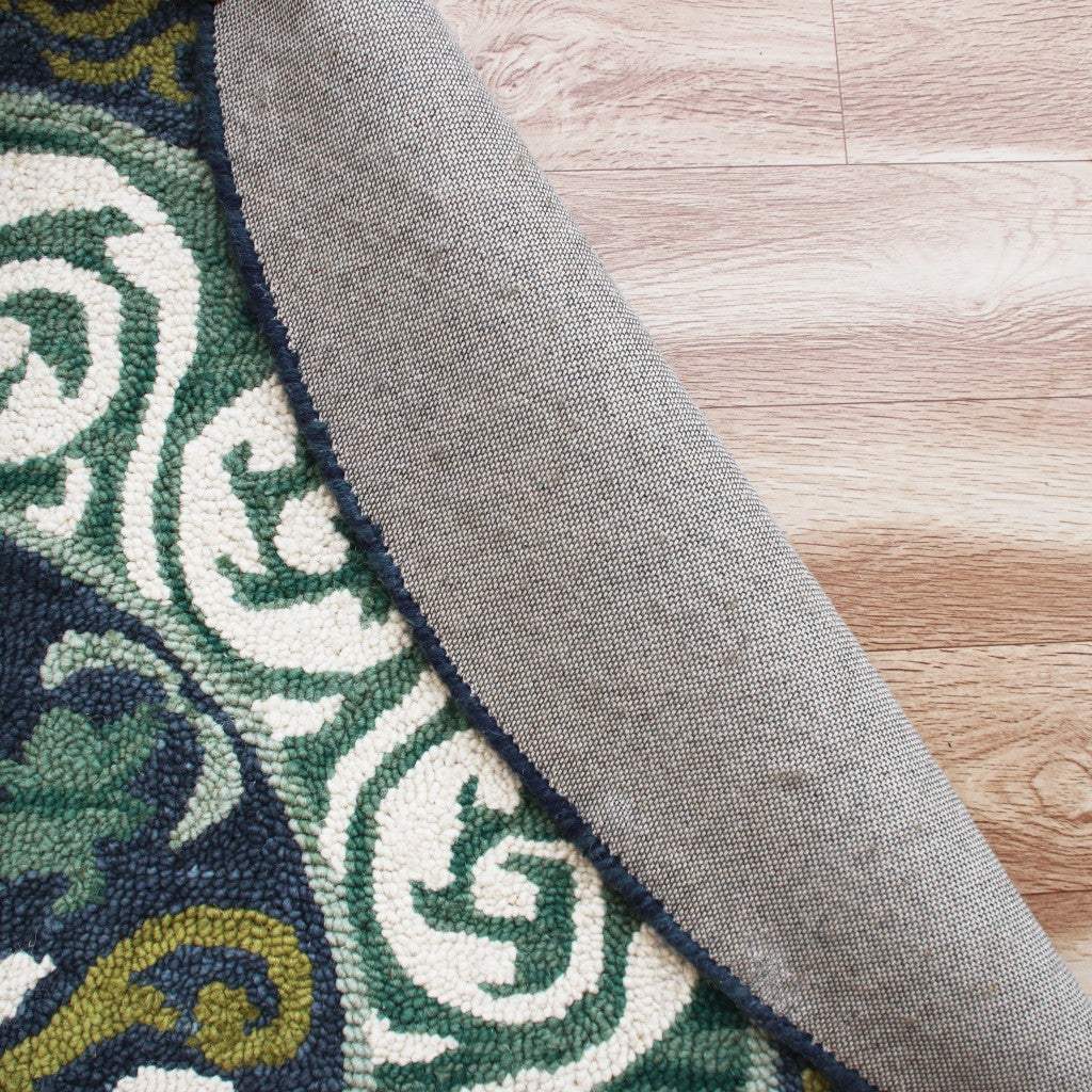 5' Round Blue and Green Ornate Medallion Area Rug - Homeroots - Flyclothing LLC